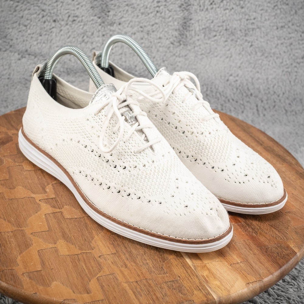 Cole Haan Original Grand Women's‎ 8 B White Stitchlite Knit Wingtip Oxford Shoes